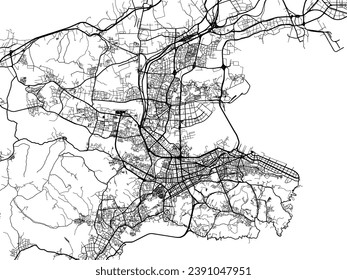Vector city map of Dalian in the People's Republic of China (PRC) with black roads isolated on a white background.