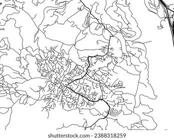 Vector city map of Daliyat al Karmel in Israel with black roads isolated on a white background.