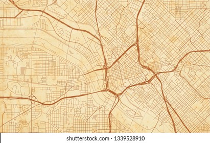 vector city map of Dallas on a vintage grunge paper with well organized separated layers