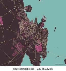 Vector city map of Dammam, Saudi Arabia