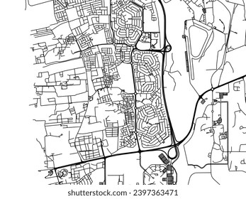 Vector city map of Dar Kulayb in Bahrain with black roads isolated on a white background.