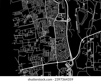 Vector city map of Dar Kulayb in Bahrain with white roads isolated on a black background.