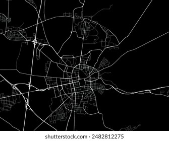 Vector city map of Darmstadt in the Germany with white roads isolated on a black background.