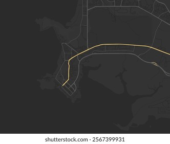 Vector city map of Darwin center in Australia with yellow roads isolated on a brown background.