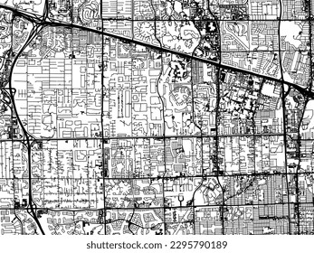 Vector city map of Davie Florida in the United States of America with black roads isolated on a white background.