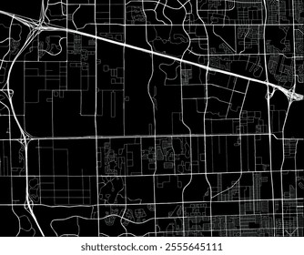 Vector city map of Davie Florida in the United States of America with white roads isolated on a black background.