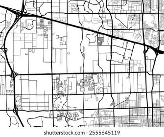 Vector city map of Davie Florida in the United States of America with black roads isolated on a white background.