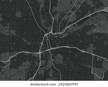 Vector Stadtplan von Dayton Ohio in den Vereinigten Staaten von Amerika mit weißen Straßen isoliert auf einem grauen Hintergrund.