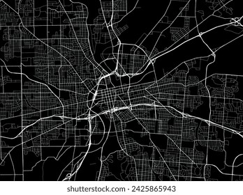 Vector Stadtplan von Dayton Ohio in den Vereinigten Staaten von Amerika mit weißen Straßen isoliert auf einem schwarzen Hintergrund.