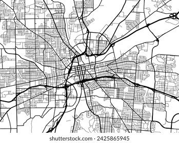 Vector Stadtplan von Dayton Ohio in den Vereinigten Staaten von Amerika mit schwarzen Straßen isoliert auf einem weißen Hintergrund.