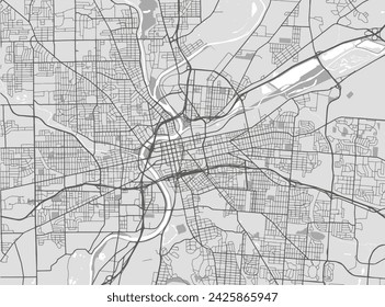 Vector Stadtplan von Dayton Ohio in den Vereinigten Staaten von Amerika mit schwarzen Straßen isoliert auf einem grauen Hintergrund.