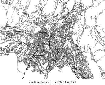 Vector city map of Dehra Dun in the Republic of India with black roads isolated on a white background. svg