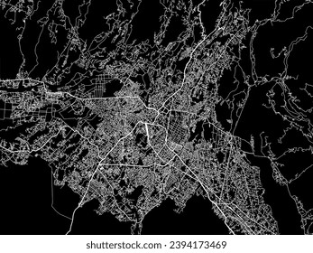 Vector city map of Dehra Dun in the Republic of India with white roads isolated on a black background. svg
