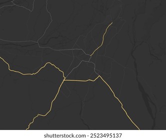 Vector city map of Dehra Dun in the Republic of India with yellow roads isolated on a brown background.