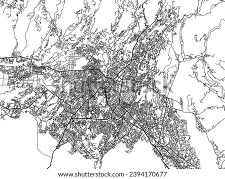 Vector city map of Dehra Dun in the Republic of India with black roads isolated on a white background.