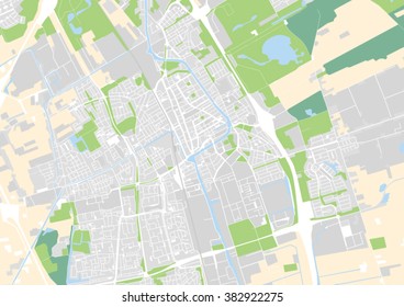 vector city map of Delft, Netherlands