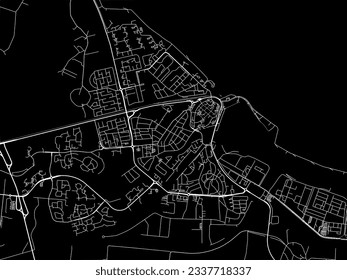 Vector city map of Delfzijl in the Netherlands with white roads isolated on a black background.