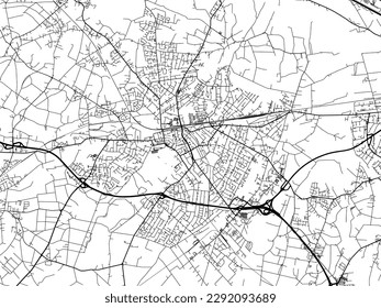 Vector city map of Delmenhorst in the Germany with black roads isolated on a white background.