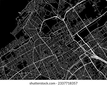 Stadtplan von Den Haag in den Niederlanden mit weißen Straßen einzeln auf schwarzem Hintergrund.