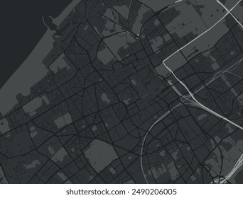 Vektorgrafik Stadtplan von Den Haag in den Niederlanden mit weißen Straßen isoliert auf einem grauen Hintergrund.