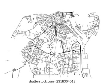 Vector city map of Den Helder in the Netherlands with black roads isolated on a white background.