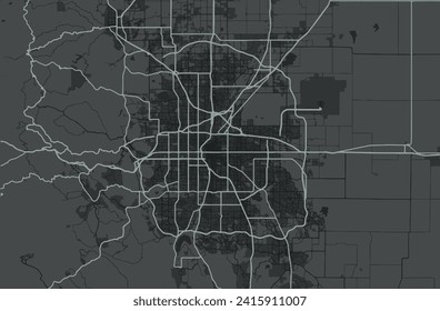 Vector city map of Denver Colorado in the United States with white roads isolated on a grey background.