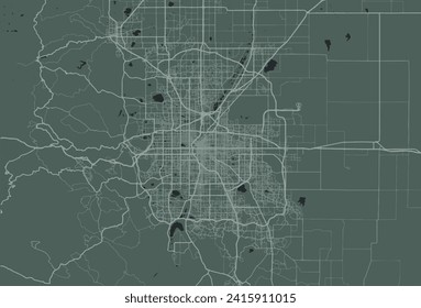 Vector city map of Denver Colorado in the United States with white roads isolated on a green background.