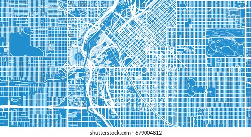Vector city map of Denver, Colorado. 