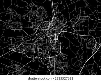 Mapa vectorial de Dessau en Alemania con caminos blancos aislados en un fondo negro.