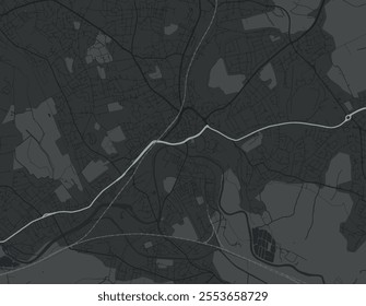 Vector city map of Dewsbury in the United Kingdom with white roads isolated on a grey background.