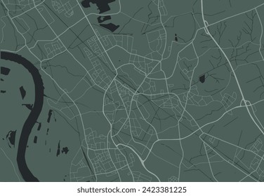 Vector city map of Dinslaken in Germany with white roads isolated on a green background.