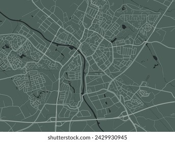 Vector city map of Doetinchem in the Netherlands with white roads isolated on a green background.