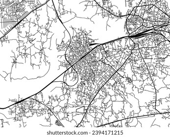 Mapa de la ciudad vector de Dombivli en la República de India con carreteras negras aisladas en un fondo blanco.