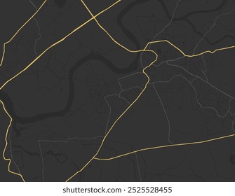 Mapa vetorial de Dombiville na República da Índia com estradas amarelas isoladas sobre um fundo marrom.