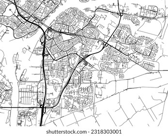 Vector city map of Dordrecht in the Netherlands with black roads isolated on a white background.