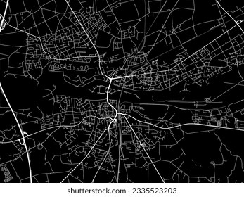 Stadtplan von Dorsten in Deutschland mit weißen Straßen einzeln auf schwarzem Hintergrund.