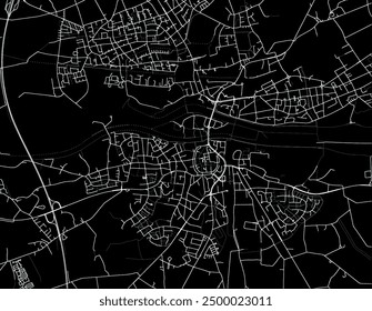 Vector city map of Dorsten in the Germany with white roads isolated on a black background.