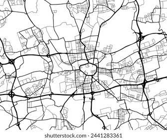 Vector city map of Dortmund in the Germany with black roads isolated on a white background.