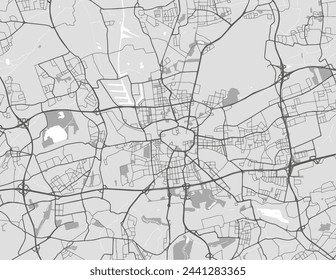 Vector city map of Dortmund in the Germany with black roads isolated on a grey background.