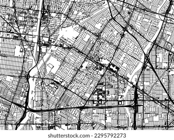 Stadtplan von Downey California in den Vereinigten Staaten von Amerika mit schwarzen Straßen einzeln auf weißem Hintergrund.