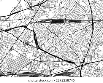 Vector city map of Drancy in the France with black roads isolated on a white background.