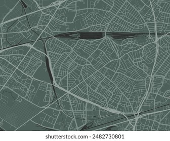 Vector city map of Drancy in France with white roads isolated on a green background.