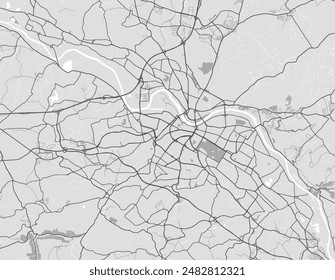 Vector city map of Dresden in the Germany with black roads isolated on a grey background.