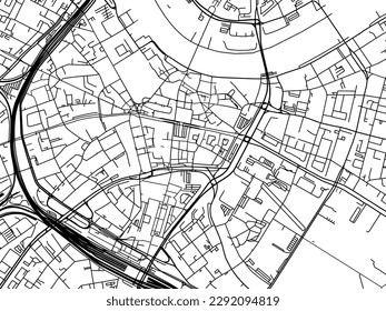 Vector city map of Dresden Zentrum in the Germany with black roads isolated on a white background.
