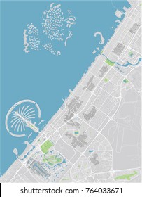 Vector city map of Dubai with well organized separated layers.
