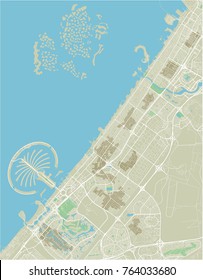 Vector city map of Dubai with well organized separated layers.