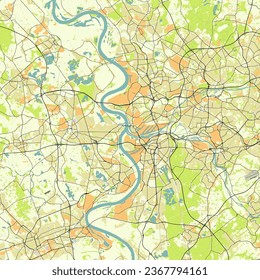 Vector city map of Duisburg, Germany