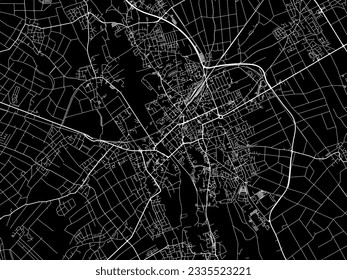 Vector city map of Duren in Germany with white roads isolated on a black background.
