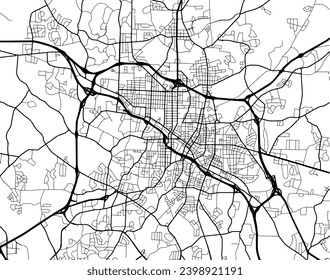Vector city map of Durham North Carolina in the United States of America with black roads isolated on a white background.