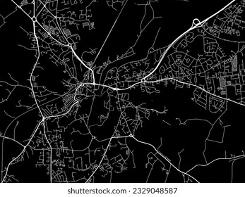 Vector city map of Durham in the United Kingdom with white roads isolated on a black background.